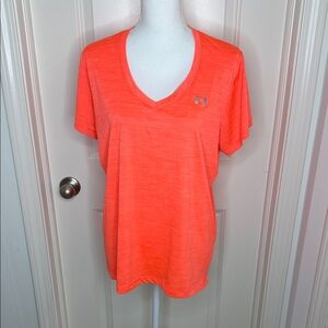Neon orange Under Armour Women's V-Neck Tee size XL
